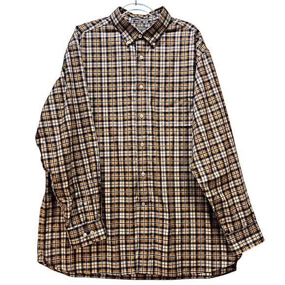 Daniel Cremieux Signature Collection Men Long Sleeve Shirt XL Brown Blue Plaid - Picture 1 of 10